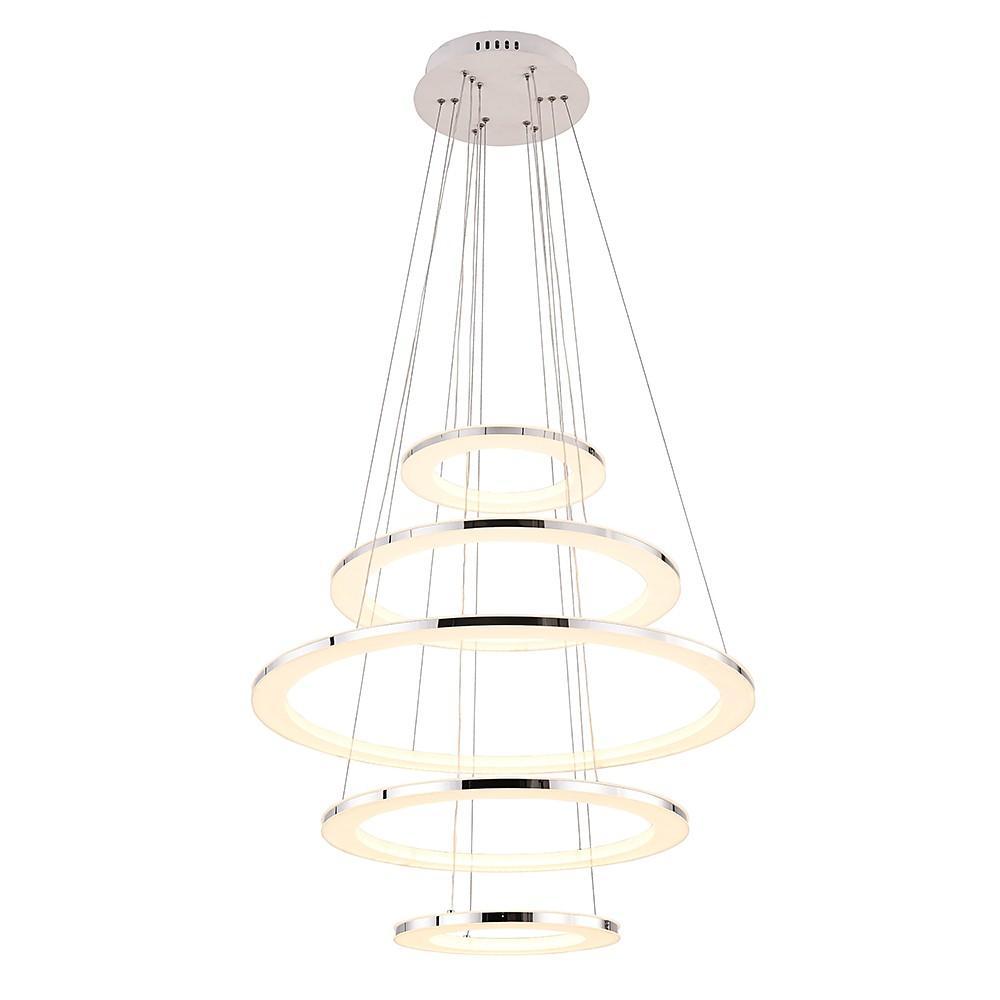 Mid-Century 5-Tiered Adjustable Chandelier — Acrylic and Metal, LED, 3000K / 4500K / 6000K, 28" Diameter
