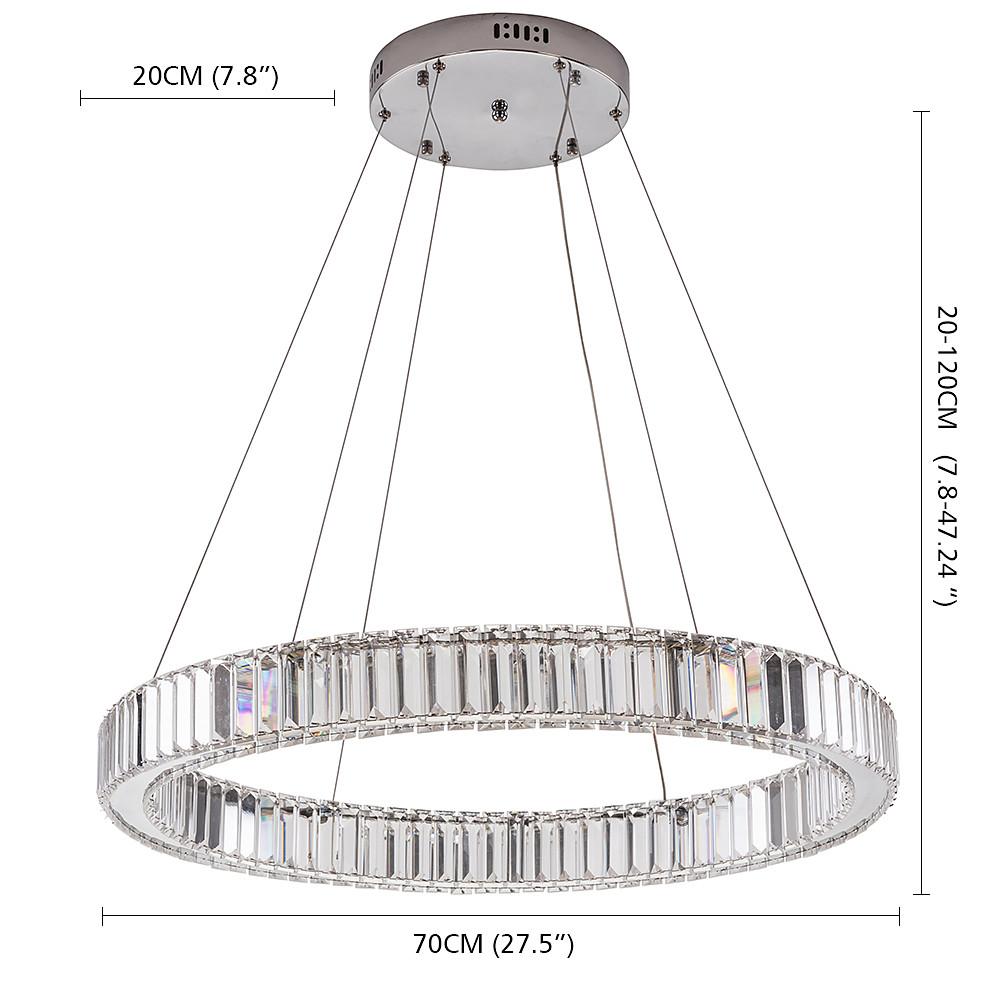 Ring-Shaped Crystal Wagon Wheel Chandelier — Gold Finish, 1-Light, 28" Diameter, Integrated LED, 36W