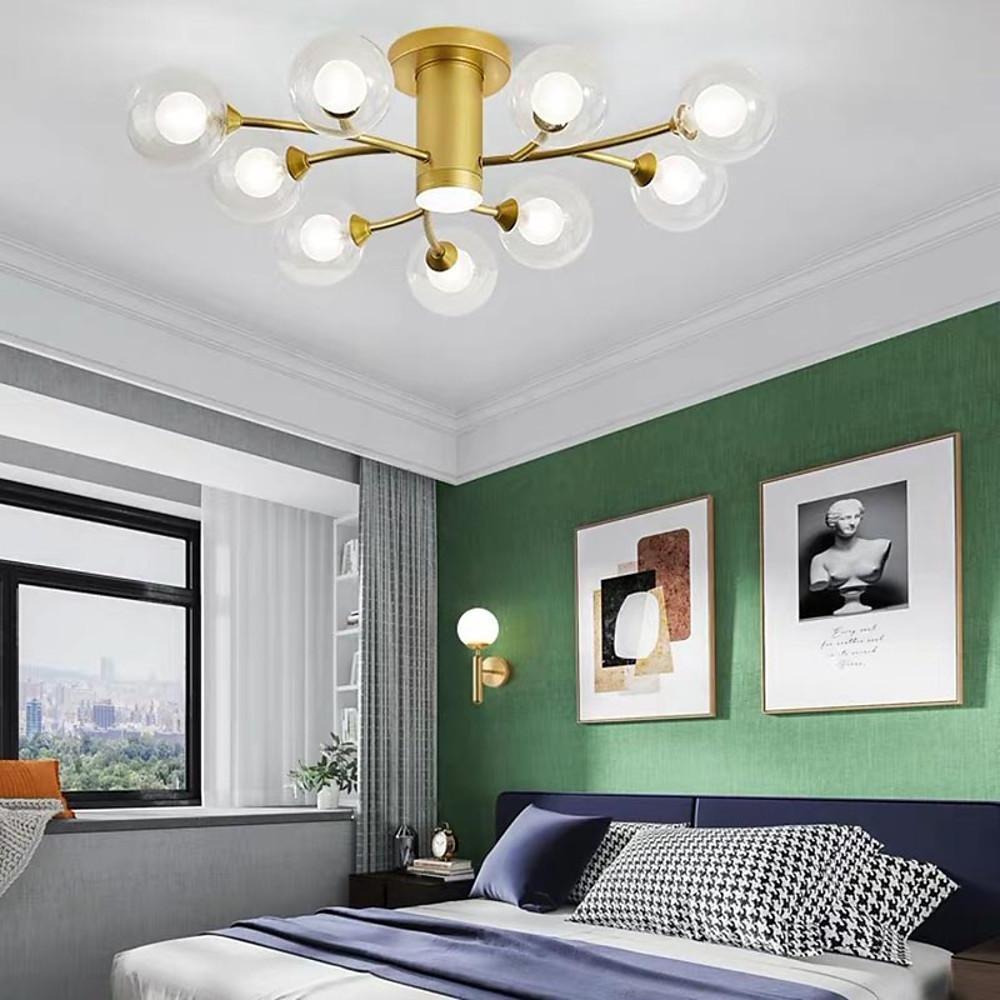 Industrial Globe Semi-Flush Mount Ceiling Light — Metal and Glass, LED, 9/12/15-Light, 3000–5400K