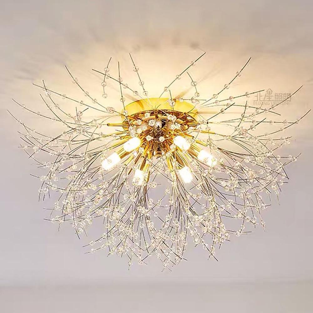 Traditional Ceiling Lights with Classic Design: Metal and Crystal Finish, Featuring 6 Bulbs