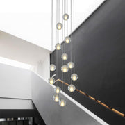 Contemporary 14-Light Crystal Ball Chandelier — Metal, Electroplated, Dimmable, 3000K / 6000K, 118" Adjustable Cord