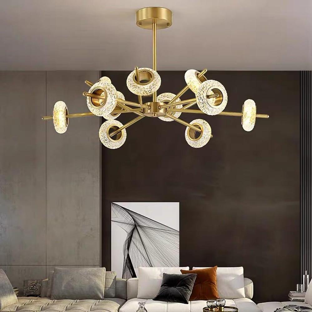 Sputnik Crystal Sphere Chandelier — Brass, Gold Electroplated, Integrated LED 3000K, 8 or 12-Light