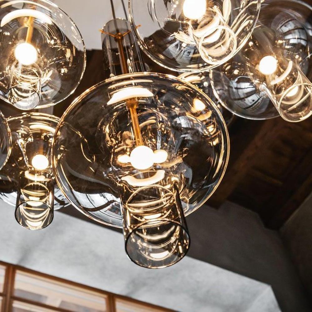 Minimalist Glass Mini Pendant — Metal, Transparent or Smoke Gray, LED 3000K, Adjustable 59" Cord