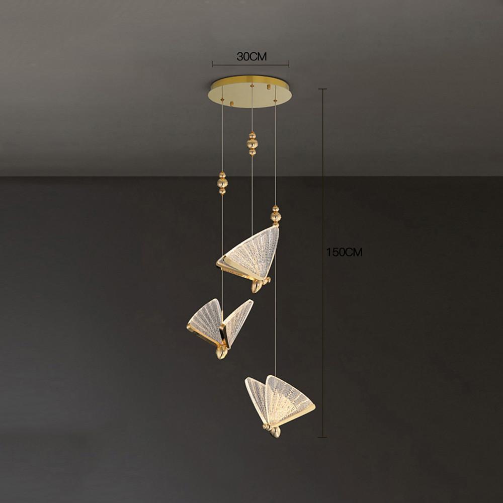 Coastal Butterfly-Shaped Mini Pendant — Metal and Acrylic, LED, 1- to 8-Light, 3000K / 6000K, 47" Adjustable Cord