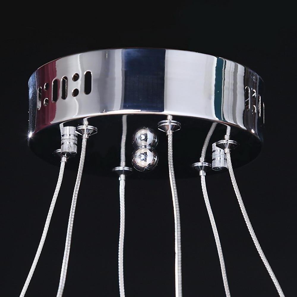 2-Ring Crystal Chandelier — Metal, Electroplated Finish, 1-Light Uplight, 16", 20W