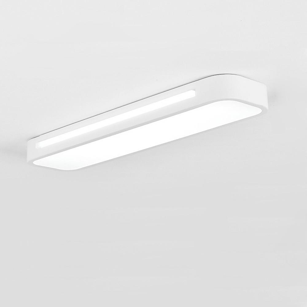 Minimalist Rectangular LED Flush-Mount Ceiling Light — Metal, Frosted Acrylic, 19" x 5", 3000K/6500K, 1-Light