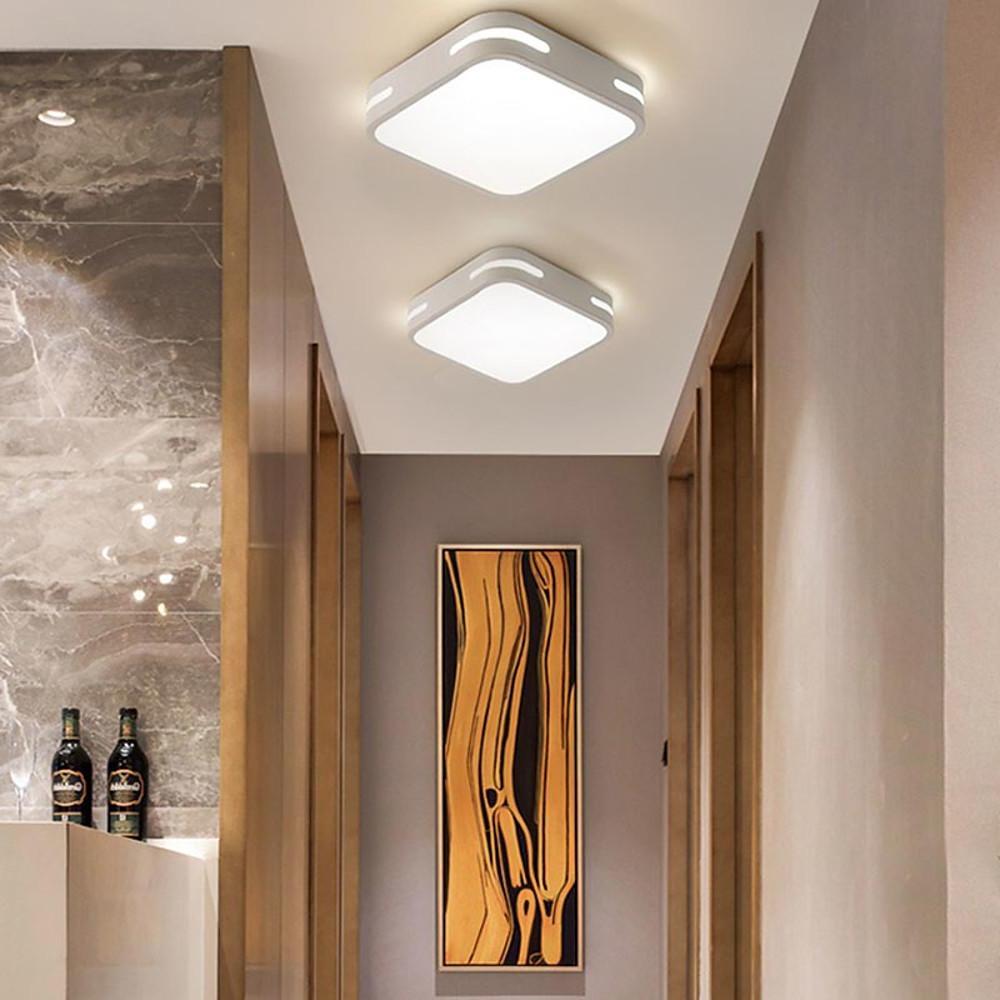 Square Flush-Mount Ceiling Light — Metal and Acrylic, LED Integrated, 20W, 9"