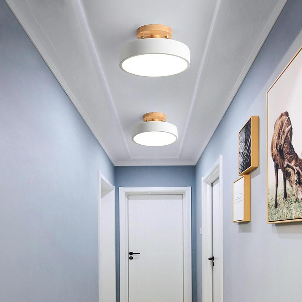 Round Modern Flush-Mount Ceiling Light — Metal, 12W LED, 3-Step Dimming, 9" Diameter