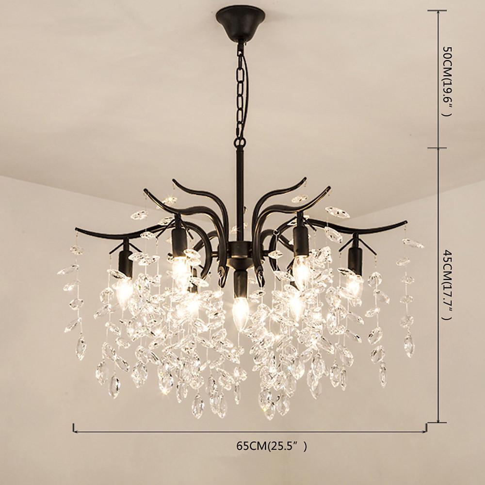 7-Light Antique Crystal Chandelier — Metal, LED, 26" Diameter, Black or Gold, Adjustable Height