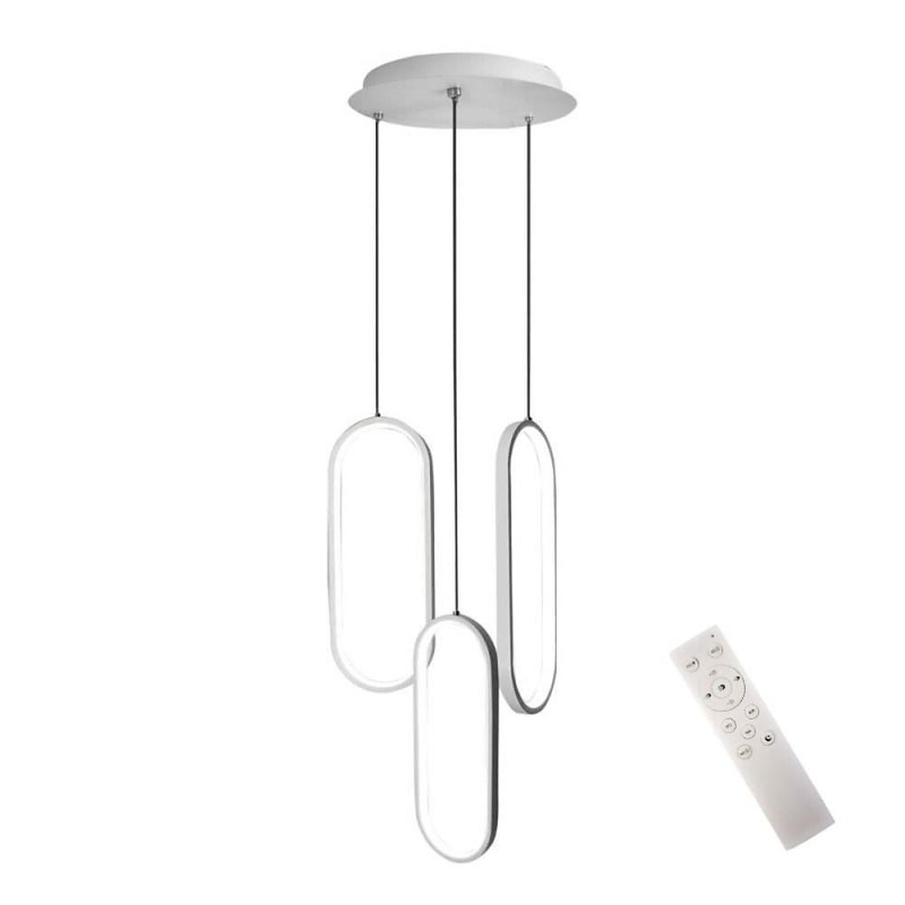 Oval Curved Multi-Light Pendant Chandelier — Aluminum, Modern Geometric, LED Dimmable, White or Black
