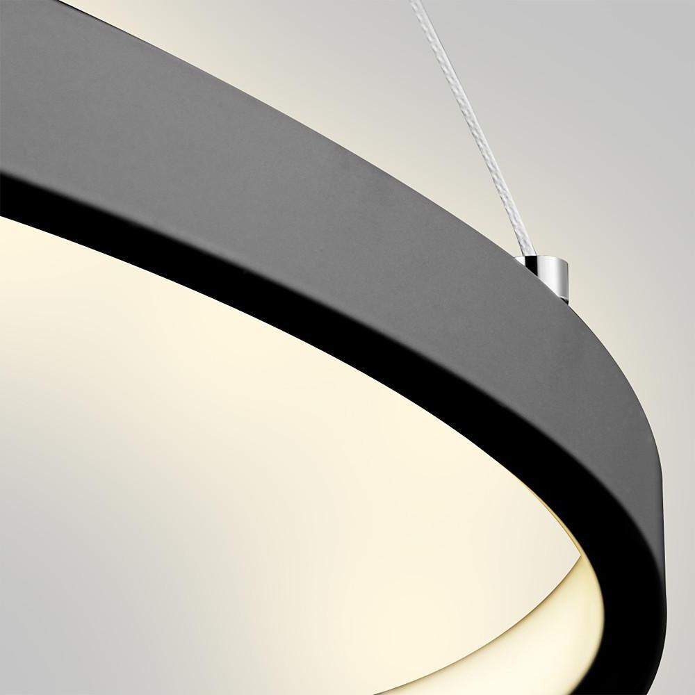 Round Geometric Single-Ring Pendant Chandelier — Black Metal & Acrylic, 30W LED, Dimmable 3000K–6000K, Remote, 31"