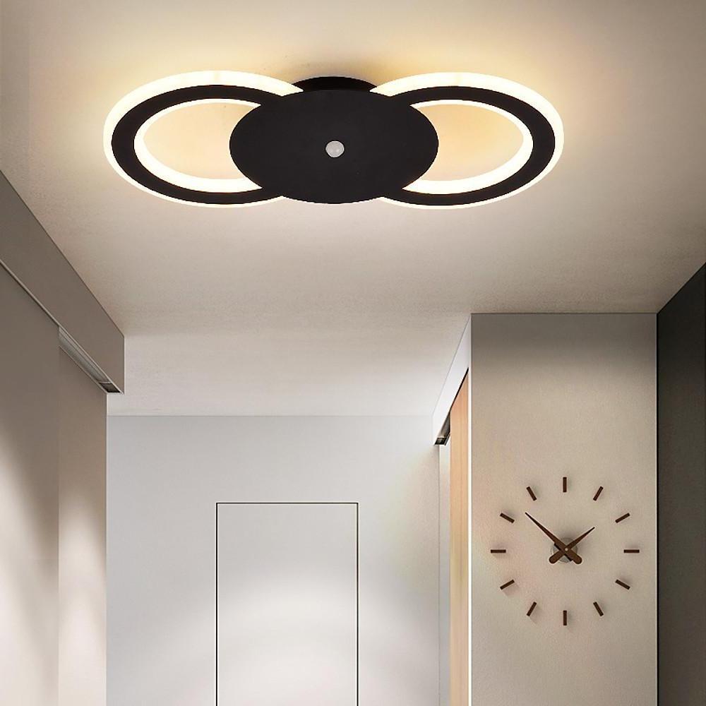 Geometric Dual-Ring 2-Light LED Flush Mount — Metal, 3-Step Dimming, 15"
