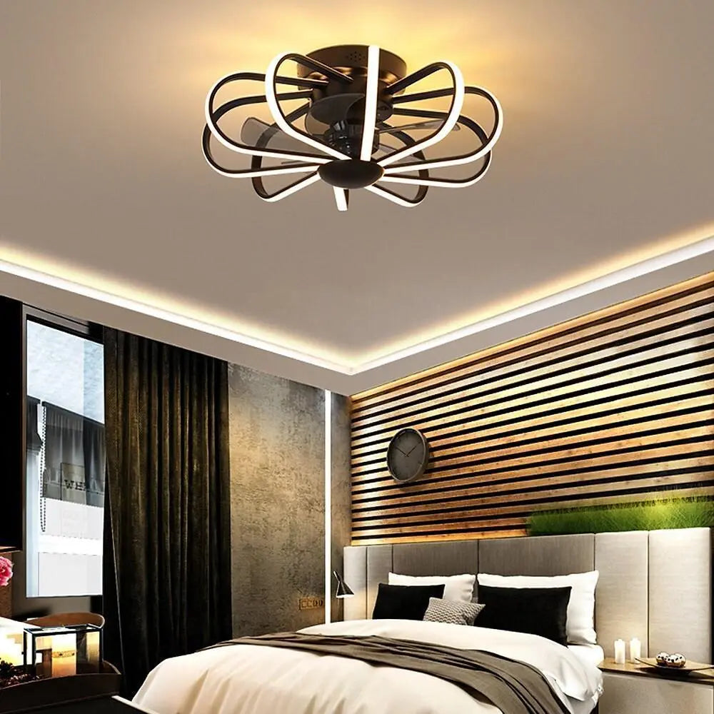 Modern 5-Blade Ceiling Fans with Surrounding LED Lights Luxe
