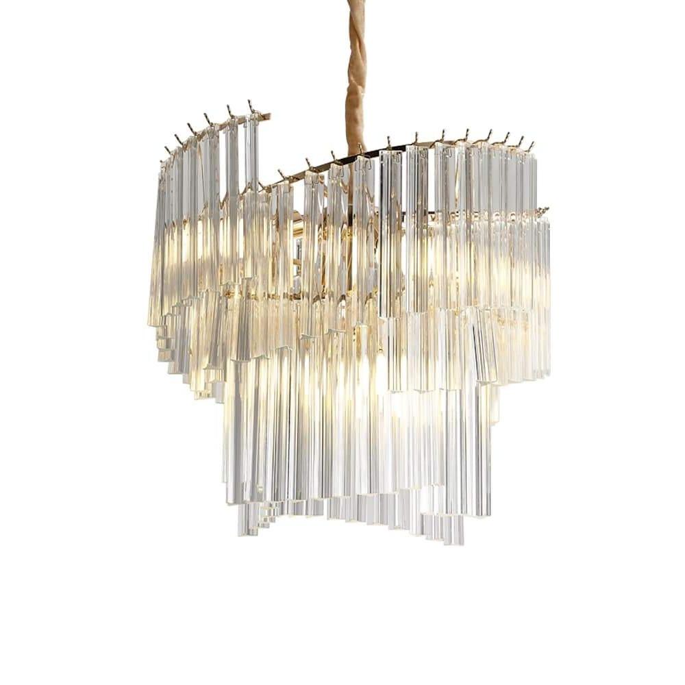 Electroplated Glass Crystal Chandelier — Black or Gold, 8-Light LED, 24" Diameter