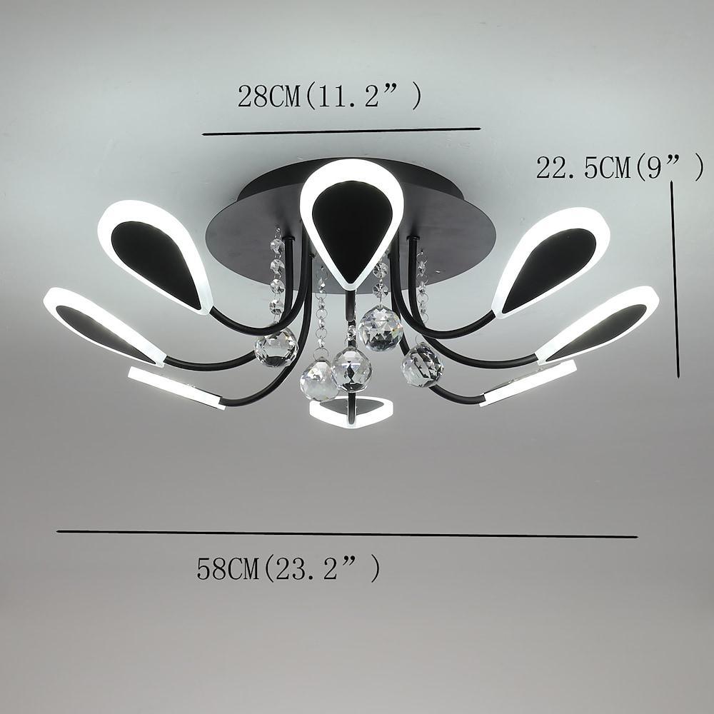 Contemporary 8-Light Crystal Flush Mount — Metal and Acrylic, Integrated LED, Dimmable, 3000K–6000K, 23"