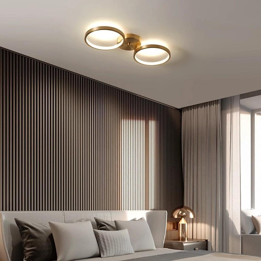 Circular Three-Light LED Flush Mount — Copper and Silicone, Golden Finish, 20" Diameter