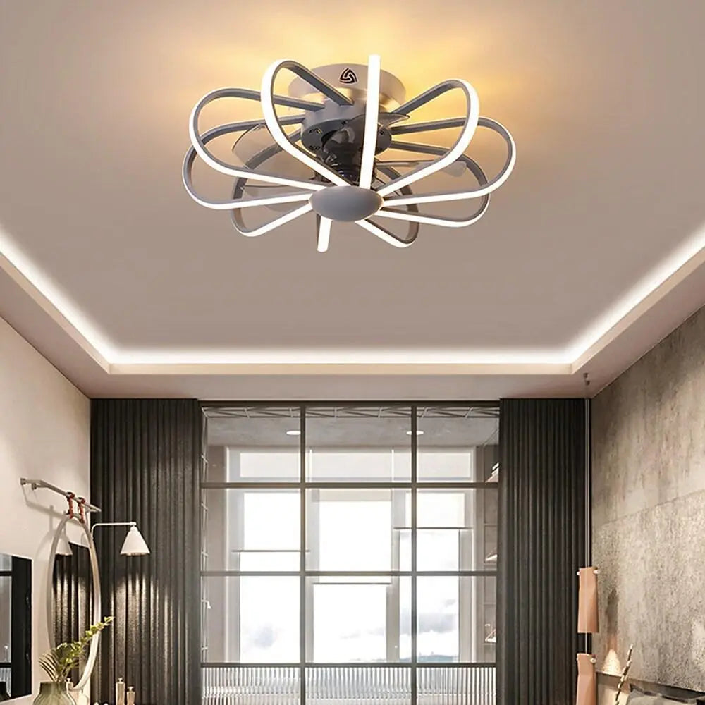 Modern 5-Blade Ceiling Fans with Surrounding LED Lights Luxe