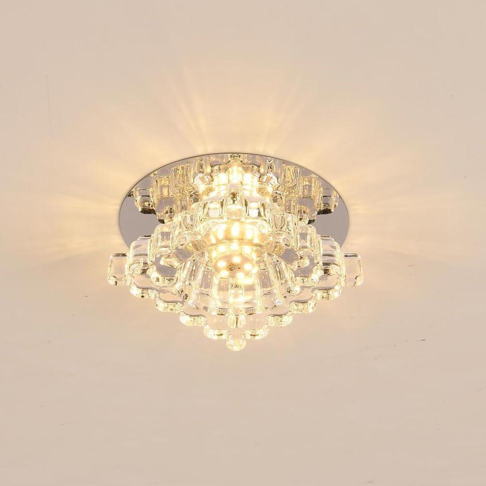 Geometric Crystal Flush-Mount Chandelier — Metal, LED, 7W, 4" Diameter