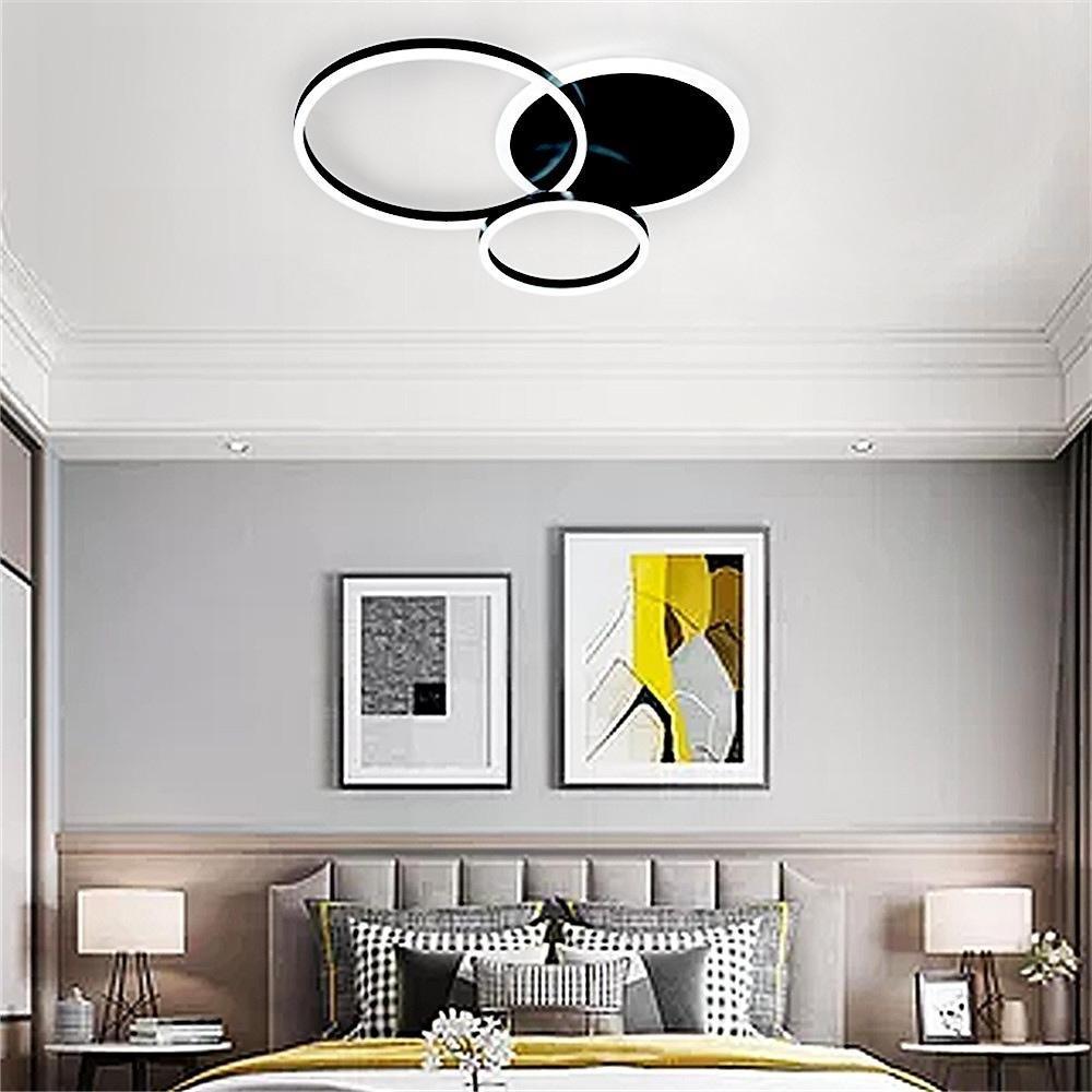 3-Ring Circle Flush-Mount Light — White Acrylic, 3-Light LED, 3-Color Dimmable, 26" × 20"
