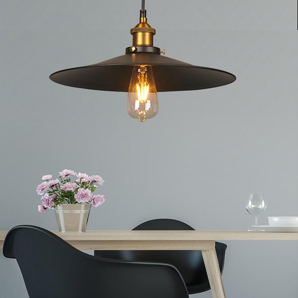 Cone Mini Pendant Light — Black & White Metal, Industrial, Adjustable 47" Cord, LED Compatible