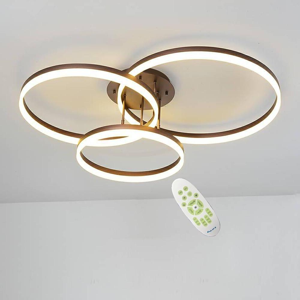 Three-Ring Semi Flush-Mount Ceiling Light — Metal and Acrylic, 3-Light LED, Dimmable, Remote Control, 35"