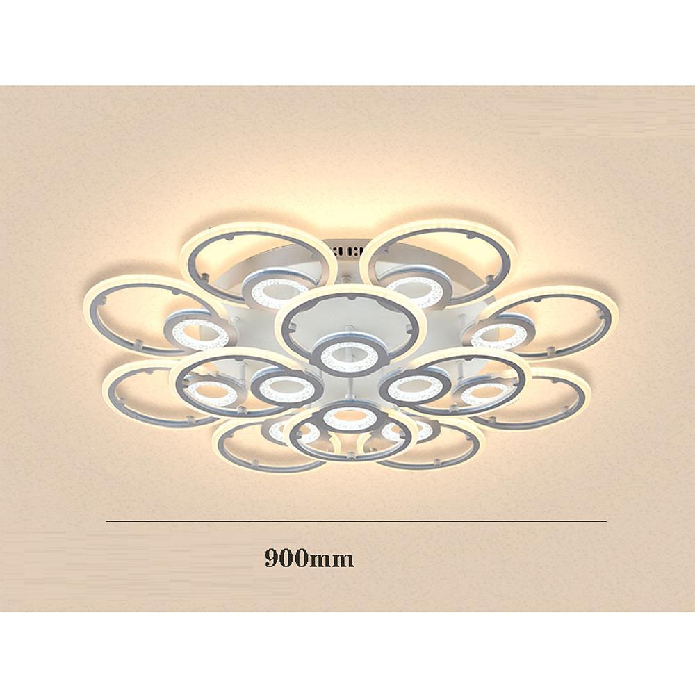 Geometric Metal Ring LED Flush-Mount Ceiling Light — Acrylic, 3-Step Dimming, Remote Control, 4-Light or 12-Light, 23"
