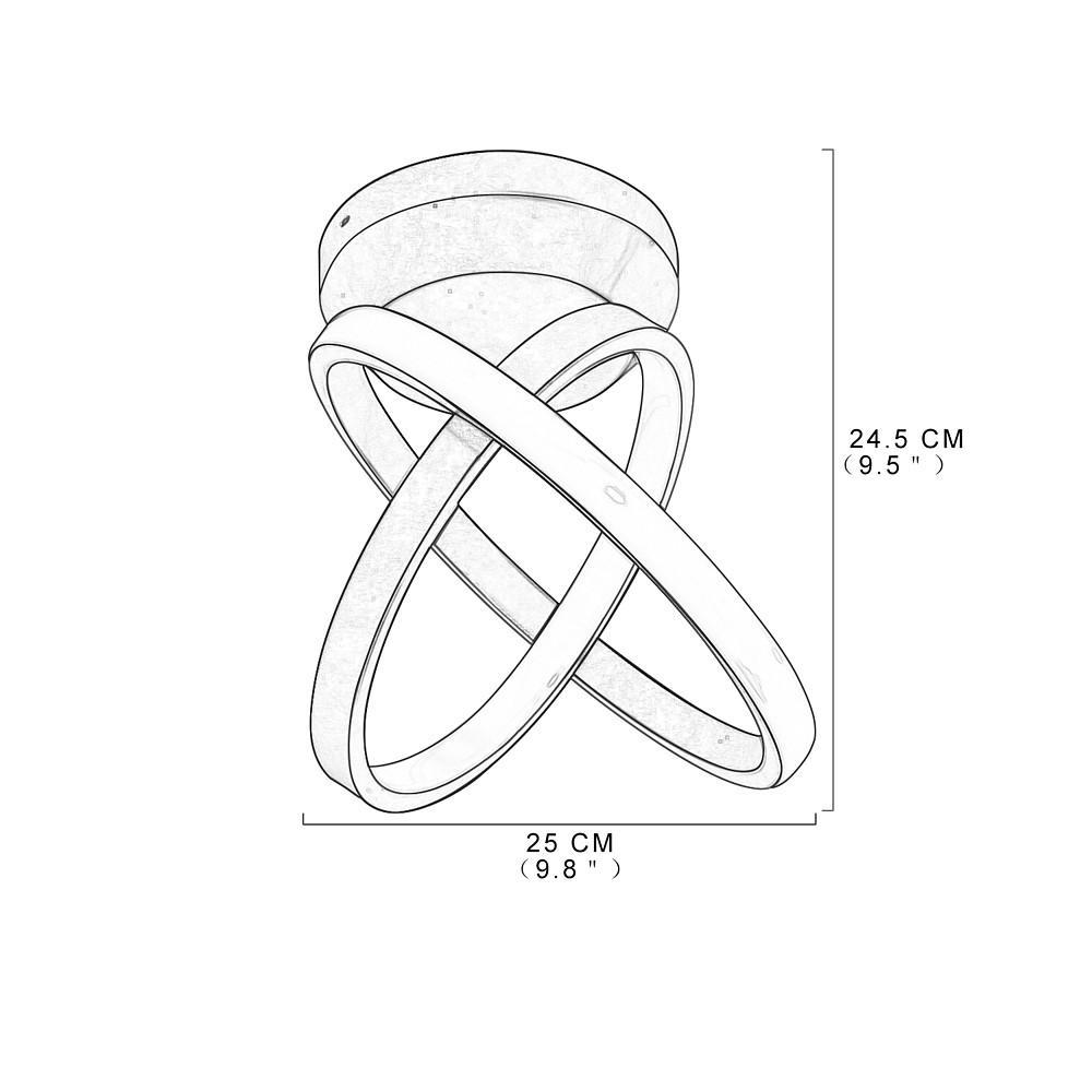 Interlaced Circles LED Flush-Mount Ceiling Light — Black Metal, 2-Light, 7.5W, 10" Diameter