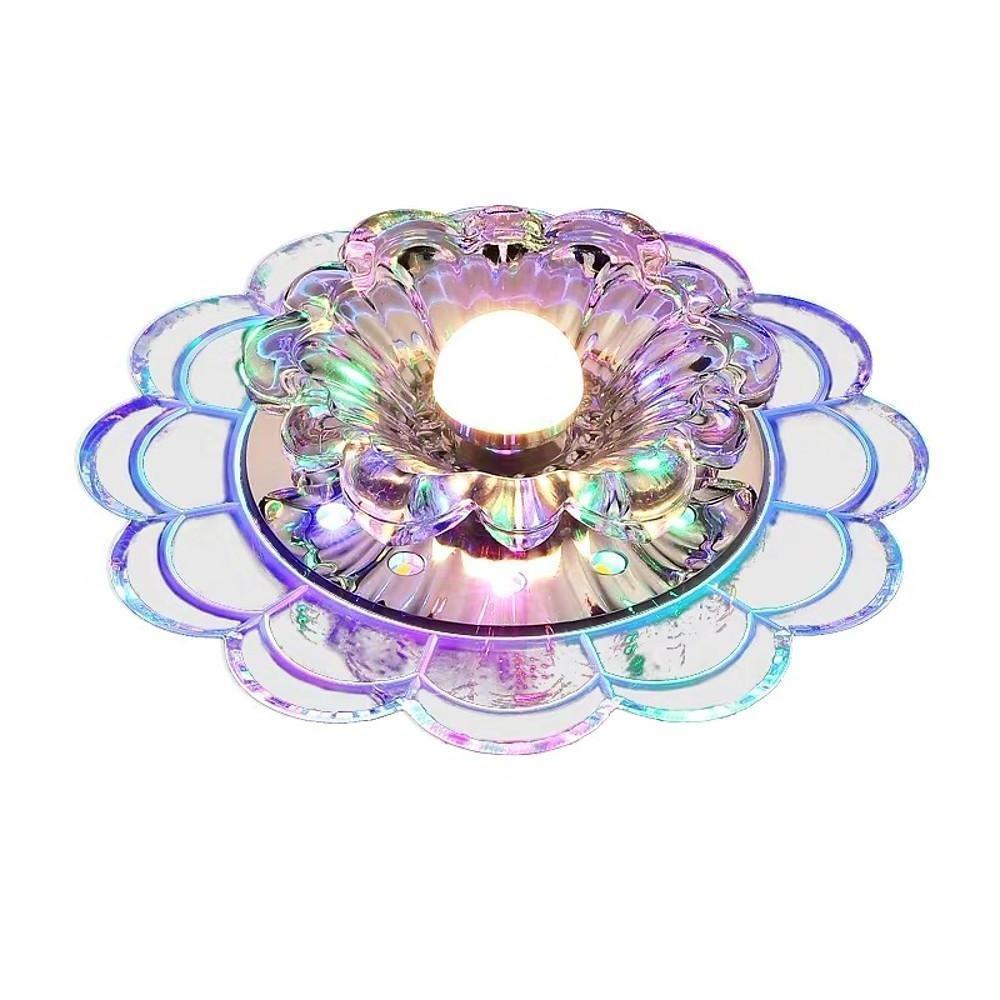 Flower-Effect Crystal Flush-Mount Ceiling Light — Metal, LED, 8" Diameter, Kids' Room and Entryway