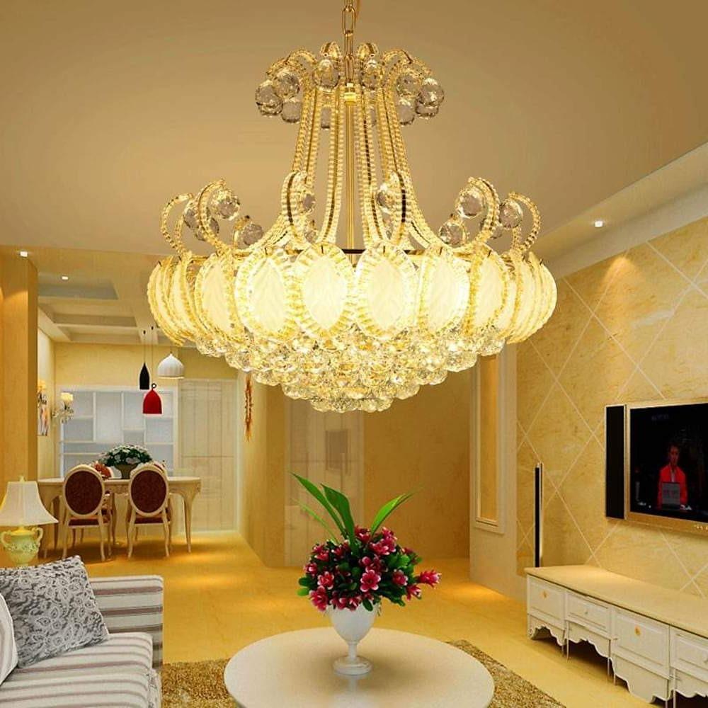 8-Light Vintage Crystal Chandeliers in Modern Gold and Silver for Living Rooms