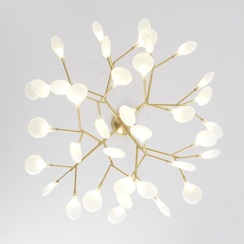 Sputnik Chandelier — Copper and Glass, 45-Light LED, 36" Diameter, Brass Finish