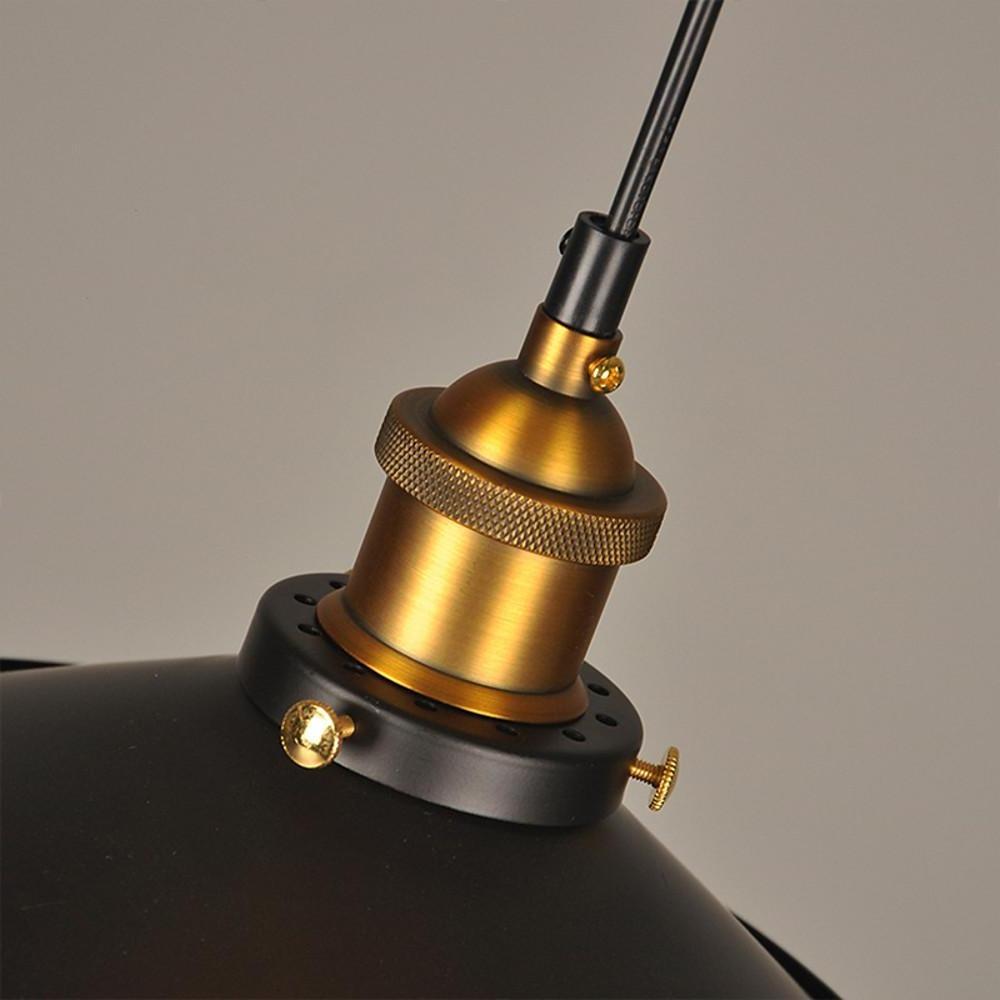 Cone Mini Pendant Light — Black & White Metal, Industrial, Adjustable 47" Cord, LED Compatible