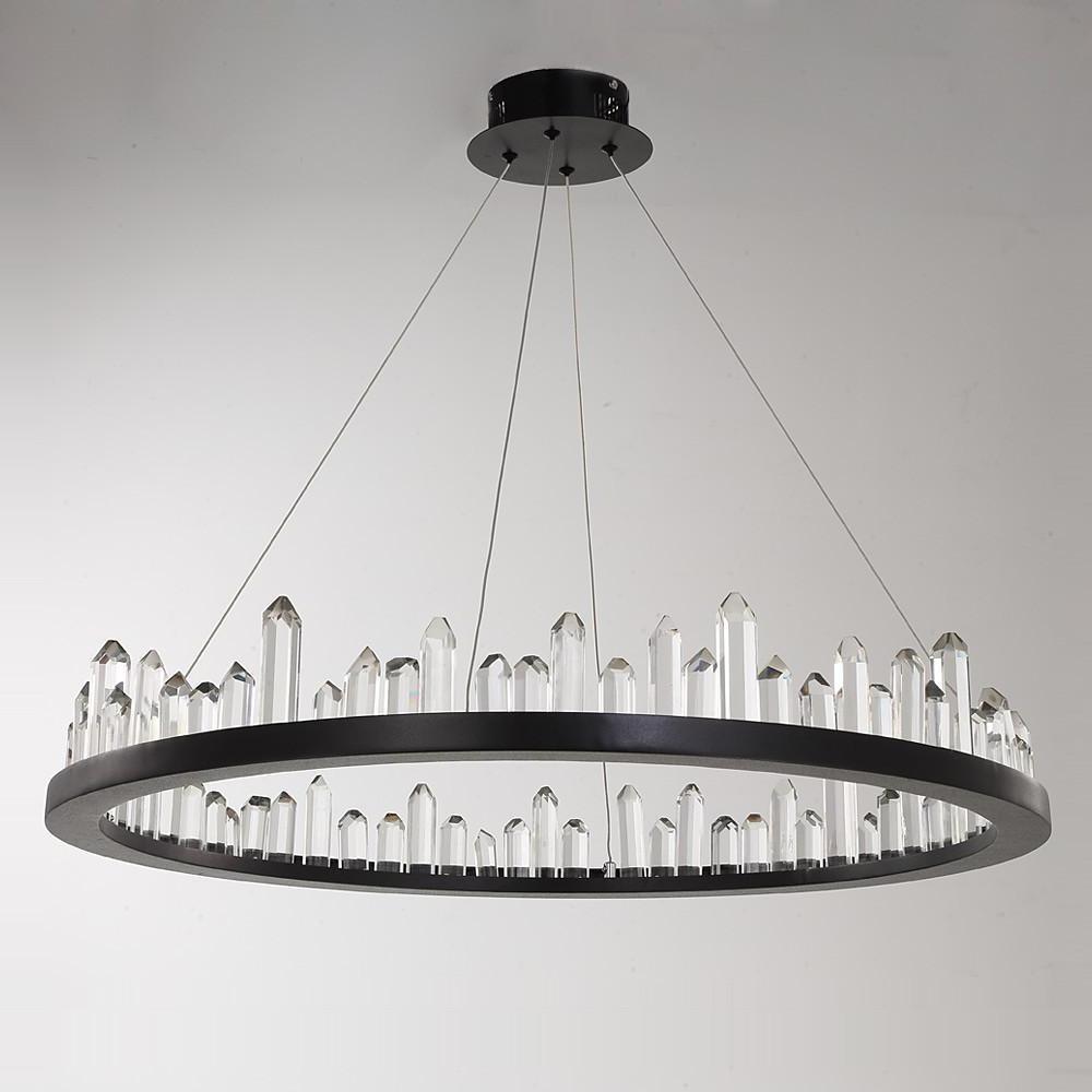 Circular Ring Crystal Chandelier — Metal, LED, 31" Diameter, Adjustable Height, 40W, 3000K / 6000K