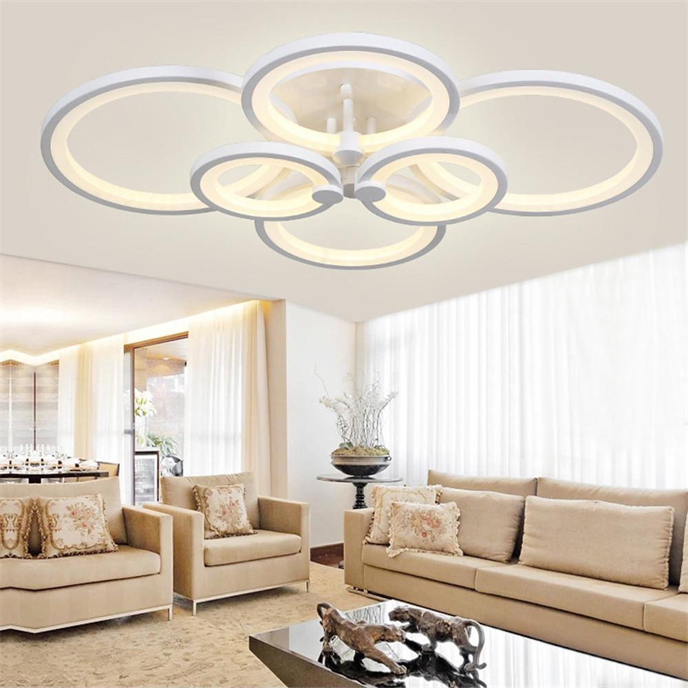 Multi-Ring Flush-Mount Ceiling Light — Metal and Acrylic, Dimmable LED, 3000K–6000K, 31" Wide