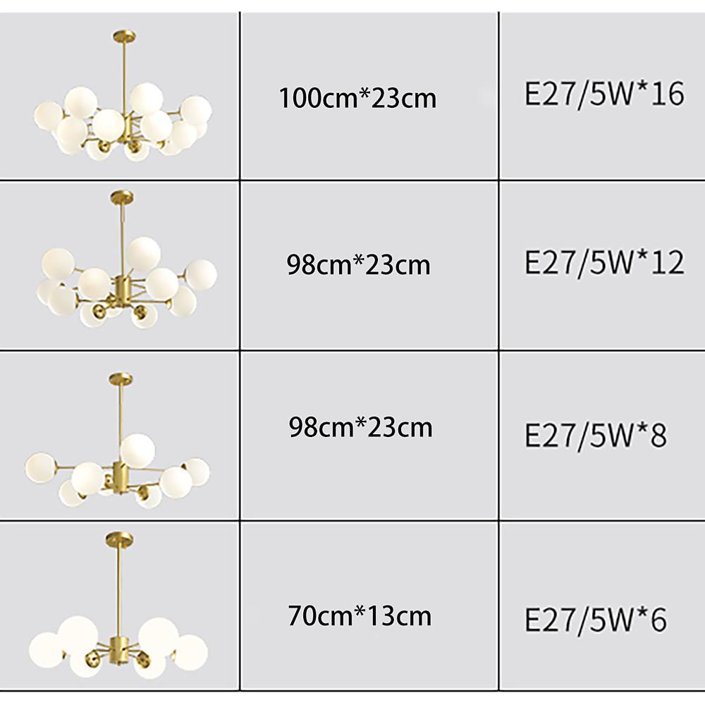 Globe Cluster Chandelier — Metal and Glass, LED, 6/8/12/16-Light, E26/E27, 110–120V