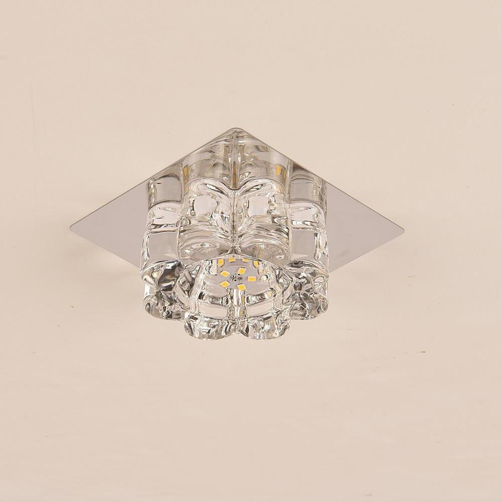 Flower-Shaped Crystal Flush Mount — Electroplated Metal, LED, 3000K / 6000K, 4" Diameter