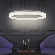 Flat Circular Modern Chandelier — Aluminum & Acrylic, Integrated LED, Dimmable with Remote, 24" or 31", 3000K / 4500K