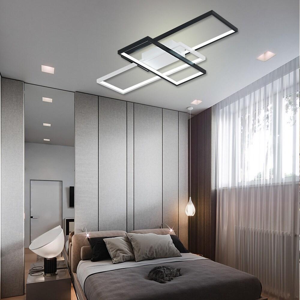 Large Multi-Rectangle Flush-Mount Ceiling Light — 3-Tier Integrated LED, Black, Gold or White