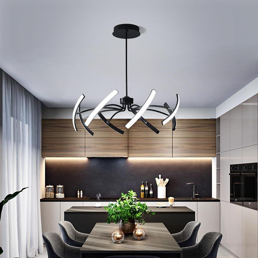 Flower Petal LED Chandelier — Metal & Aluminum, Dimmable with Remote, 6- to 12-Light, 30"–43"