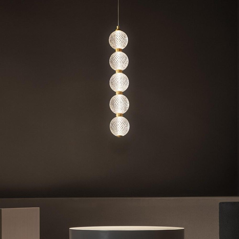 Geometric Globe Mini Pendant Lights, Set of 3 — Copper and Acrylic, LED Integrated, 14W, Adjustable 47.2" Cord