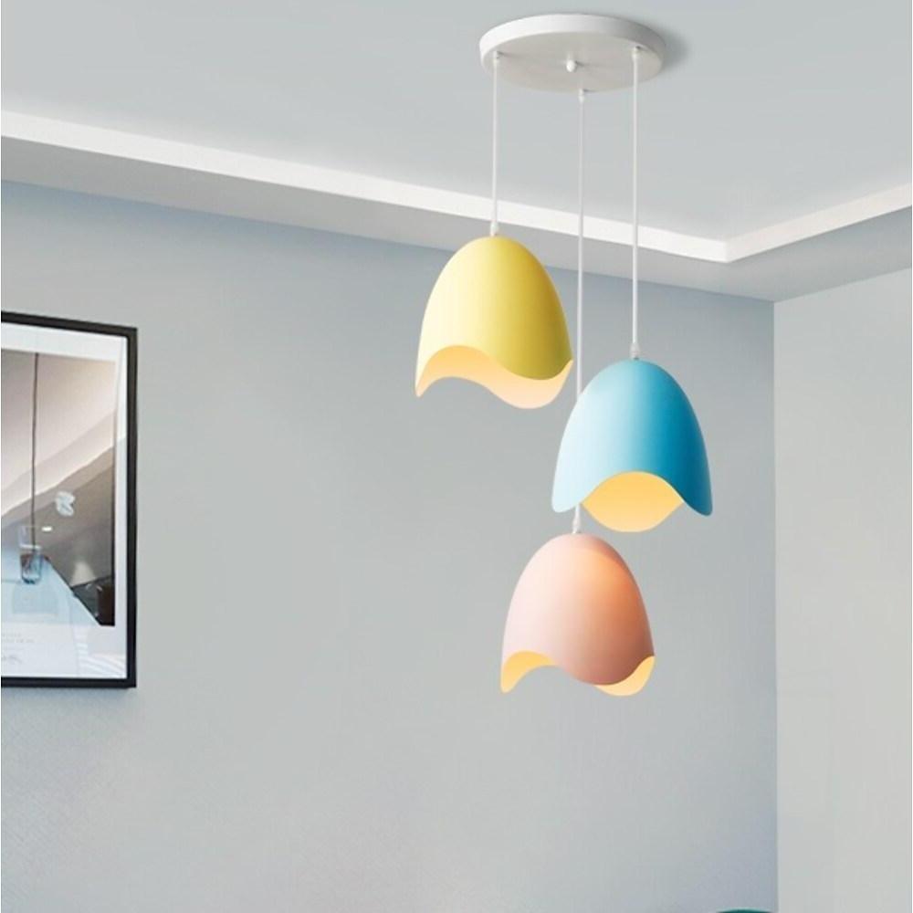Half Eggshell 3-Light Pendant — Metal, Modern Industrial, Colorful (Yellow, Red, Blue)