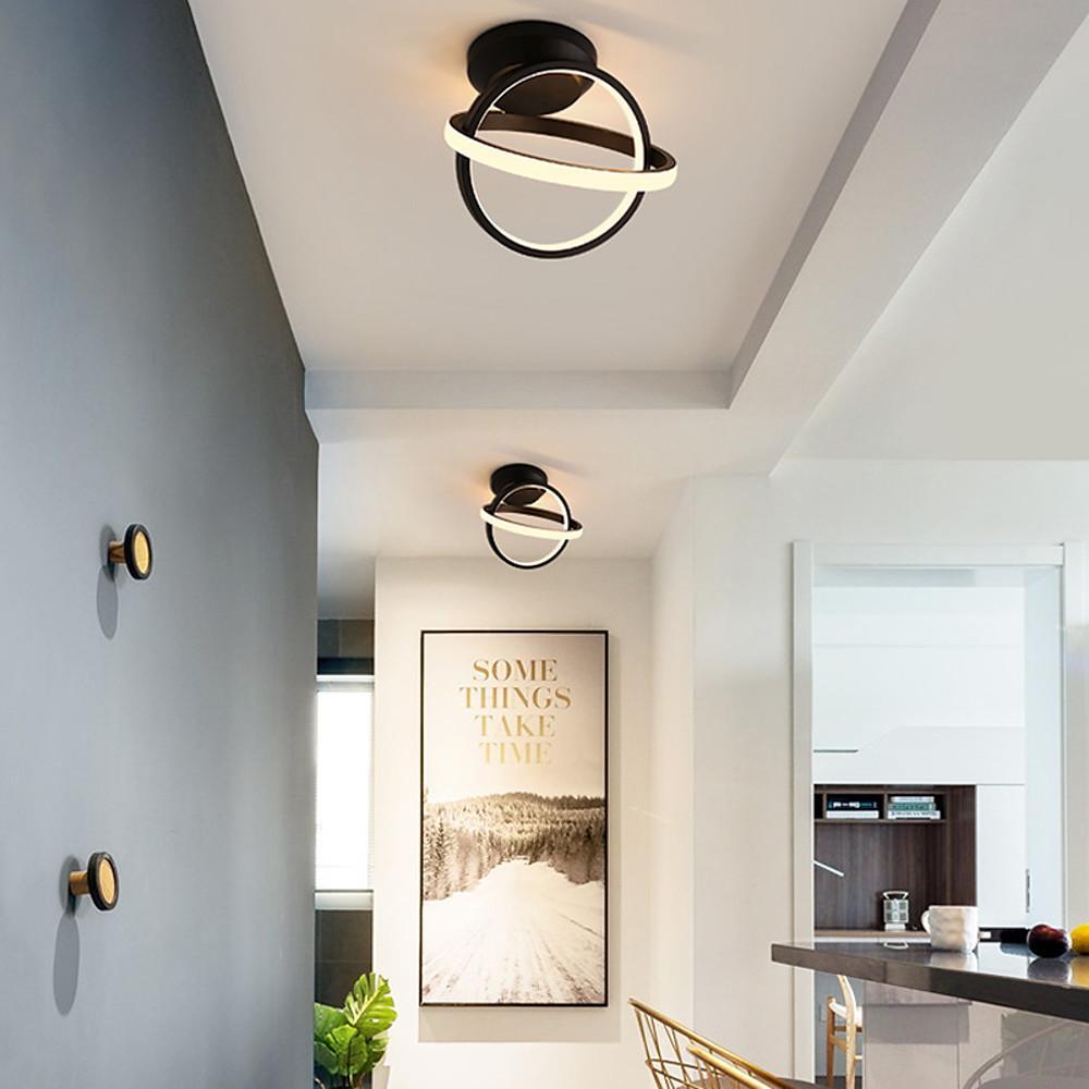 Interlaced Circles LED Flush-Mount Ceiling Light — Black Metal, 2-Light, 7.5W, 10" Diameter