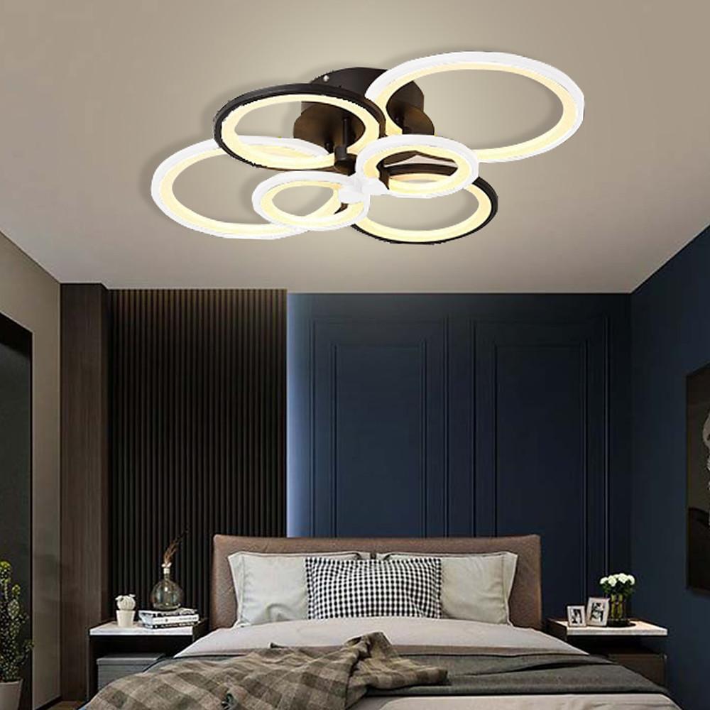 Multi-Ring Flush-Mount Ceiling Light — Metal and Acrylic, Dimmable LED, 3000K–6000K, 31" Wide