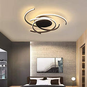 Scattered Semicircle LED Flush-Mount Ceiling Light — Aluminum and Silica Gel, 22", Dimmable with Remote Control