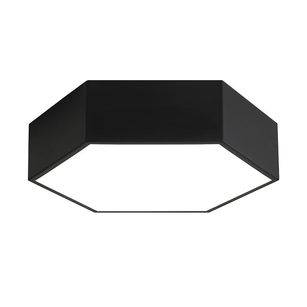 Geometric LED Flush-Mount Ceiling Light — Metal & Acrylic, Tri-Color Wireless Control, 15" Wide
