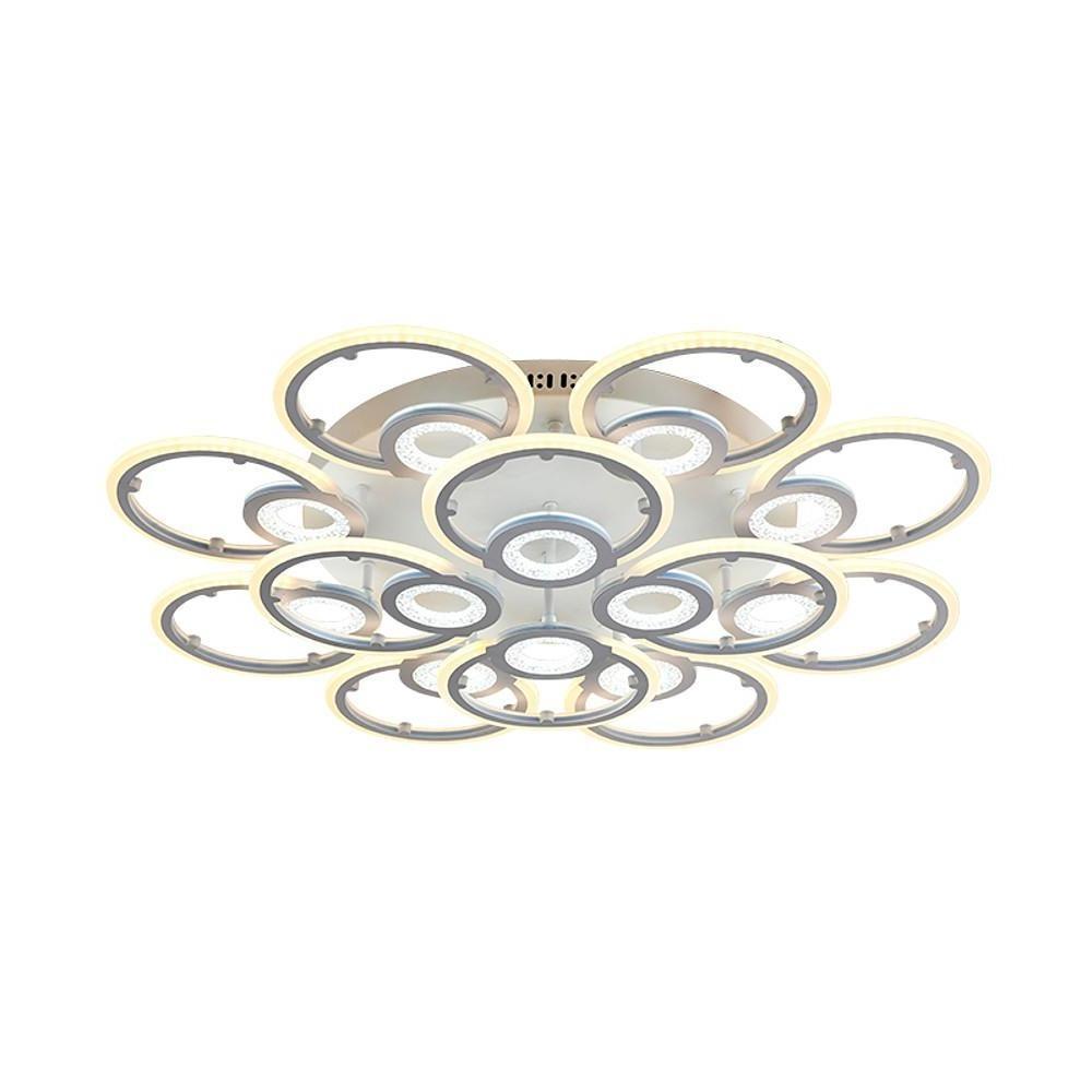 Geometric Metal Ring LED Flush-Mount Ceiling Light — Acrylic, 3-Step Dimming, Remote Control, 4-Light or 12-Light, 23"
