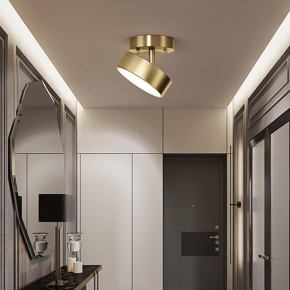 Circular Adjustable LED Flush-Mount Ceiling Light — Electroplated Copper, Acrylic Shade, 12/18W, 3000K/4500K/6500K