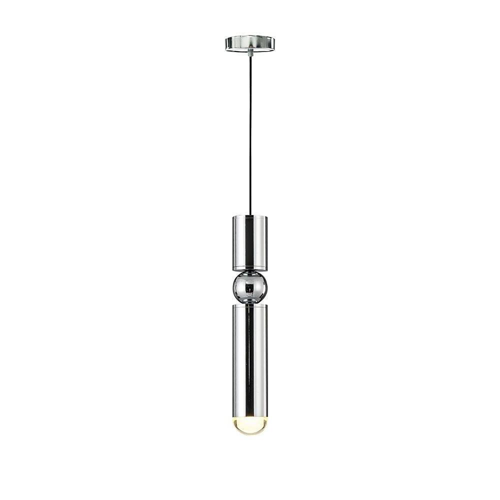 Cylindrical Mini Pendant — Electroplated Metal, LED, 2" × 14", 47" Adjustable Cord, E26/E27