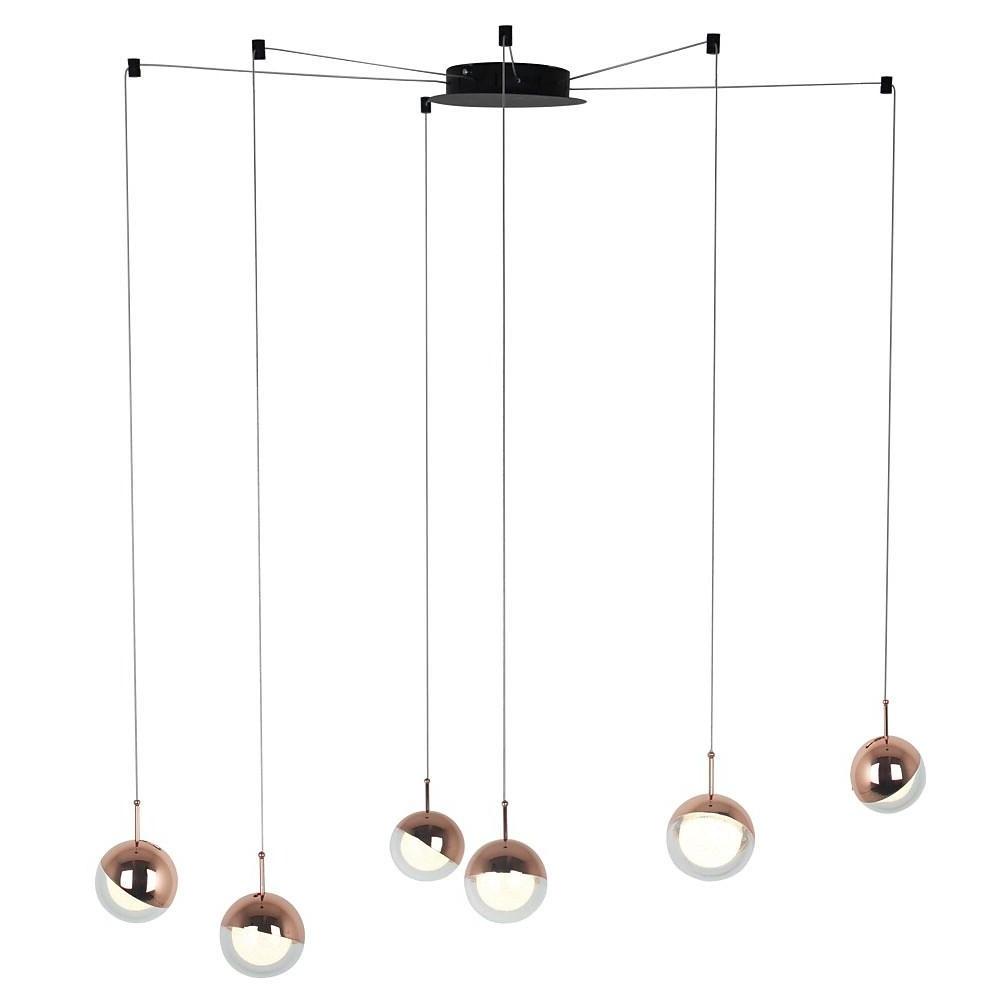 6-Light Mini Globe Cluster Chandelier — Metal and Acrylic, 5W LED, 79" Adjustable Cord