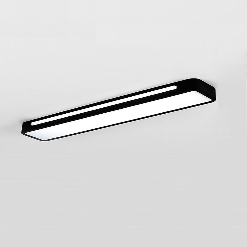 Rectangular LED Flush-Mount Ceiling Light — Acrylic and Metal, Black and White, 18.9" x 4"