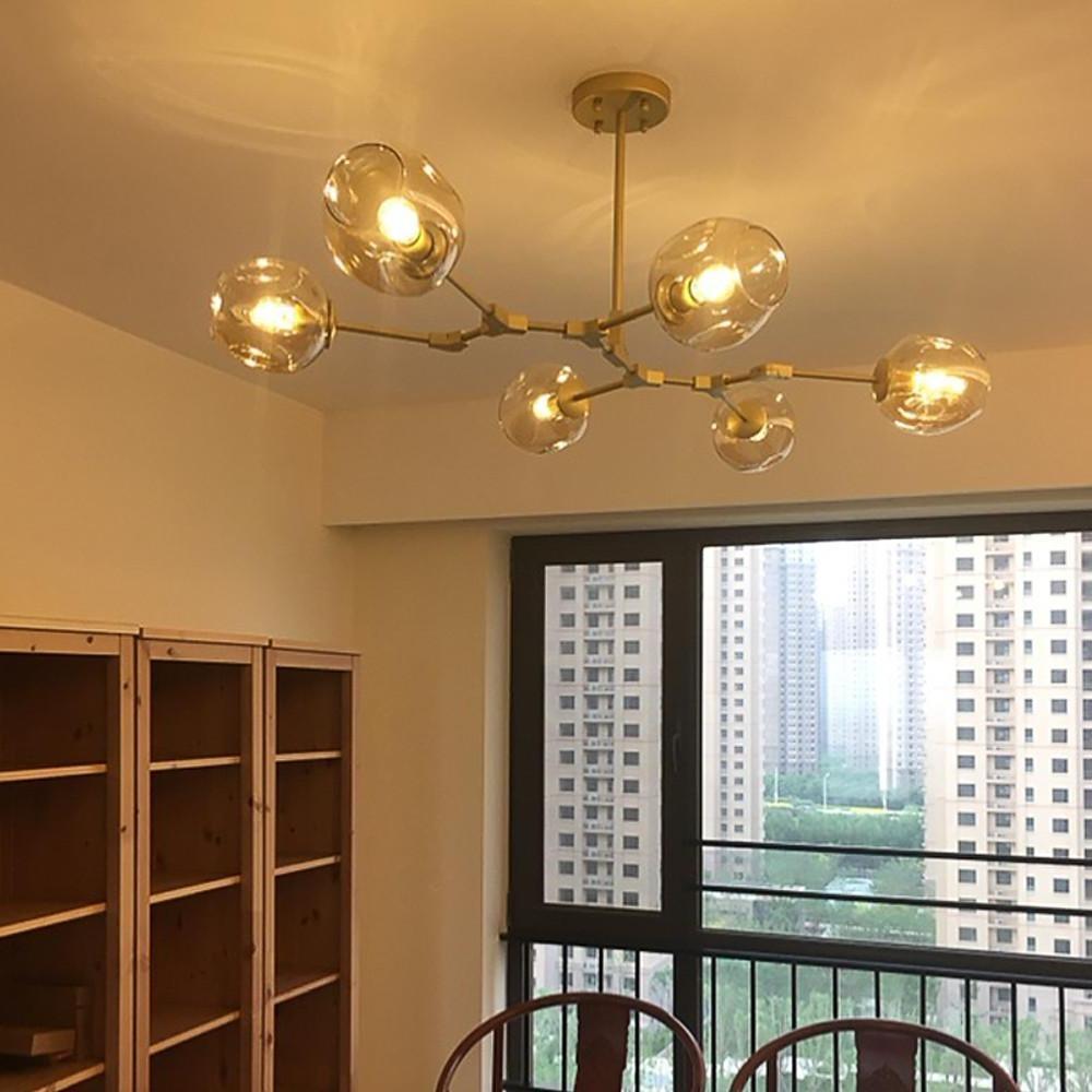 Molecule Sputnik Chandelier — Blown Glass, Metal, 6-Light, 55" Wide, E26/E27